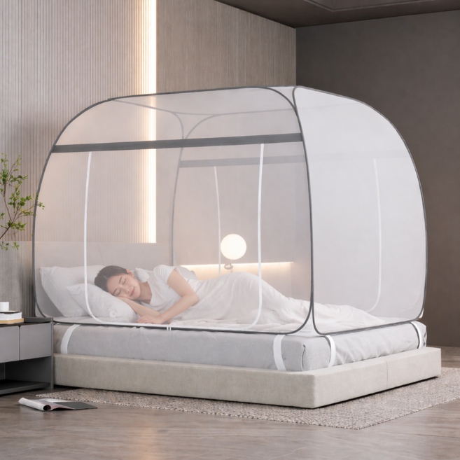 모노오프 원터치 텐트형 침대 모기장, 그레이