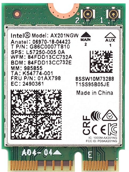 Intel 인텔 AX201 NGW Wi-Fi 6 무선 랜카드 블루투스 5.0