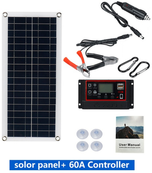 정원태양광 태양충전기배터리 접이식태양광패널 1000W 태양 전지 패널 12V 20A100A 컨트롤러 전화 RV 자동차 MP3 패드 충전기 야외 배터리 공급 태양광, with 60A Controller, With 60A Controller