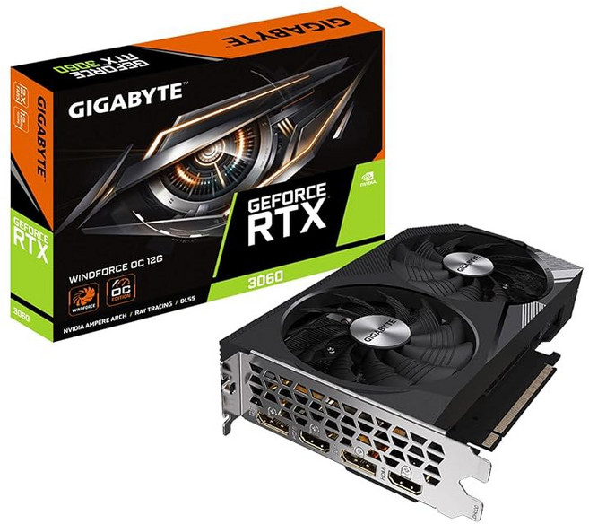 기가바이트 지포스 RTX 3060 게이밍 OC 12G (REV2.0) 그래픽 카드 3배 윈드포스 팬 12GB 192비트 GDDR6 GV-N3060 OC-12G 비디오 카드
