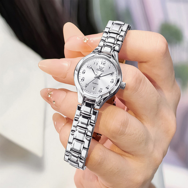 OLEVS 여성손목시계 정품쿼츠 럭셔리 명품 워터프루프 야광 메탈시계