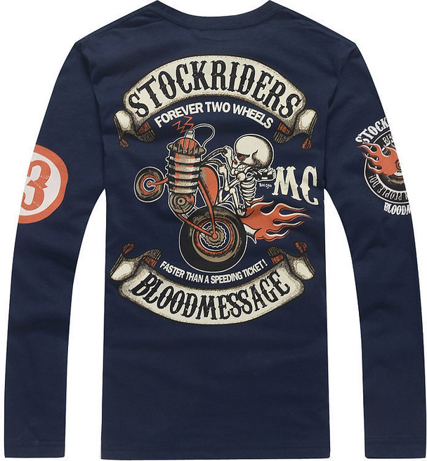 티셔츠 무장 해골 기사 할리 오토바이 남성 긴팔 뉴타임즈 H562B908