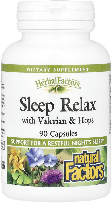 Natural Factors 발레리안과 홉이 함유된 수면 유도제 90캡슐, NaturalFactors발레리안과홉이함유된수면유도제9, 1개, 90정