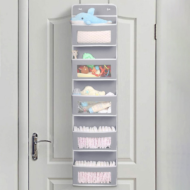 투데이리빙 5단 문걸이형 행잉 오거나이저 문걸이 도어 수납함 수건 인형 소품 멀티 다용도 정리 보관 걸이형 패브릭 포켓 수납 걸이 정리함, R98450G(그레이, 1개