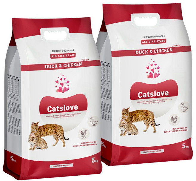 캣츠러브 전연령 오리 닭고기 고양이 건식사료, 닭, 5kg, 2개