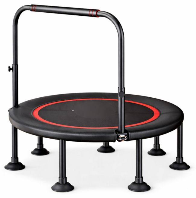 헬시점핏 안전한 손잡이 성인 트램폴린 점핑 트램펄린 방방이 점핑머신 접이식 원형 다이어트 유산소 운동 기구 실내 가정용, 45인치
