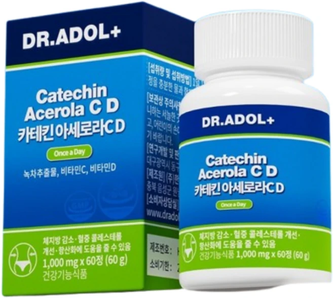 (정품)닥터아돌 카테킨아세로라CD 체지방감소 혈중 콜레스트롤개선 카세킨함유 1000mg*, 1개, 60정 - 쿠팡
