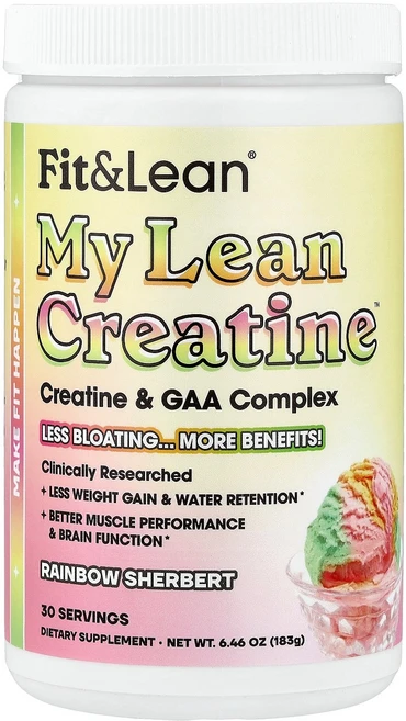 Fit & Lean My Lean Creatine™ Rainbow Sherbert 6.46 oz (183 g), Fit & Lean, My Lean Creatine™, - 쿠팡