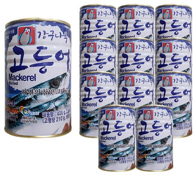 펭귄 고등어 보일드 400g 식품 > 가공/즉석식품 캔/통조림류 고등어/꽁치 통조림, 12개