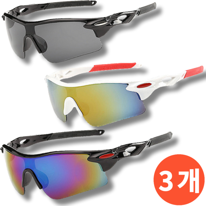 오어브랜드 편광 스포츠 자전거 선글라스 고글 3종 세트, 1개