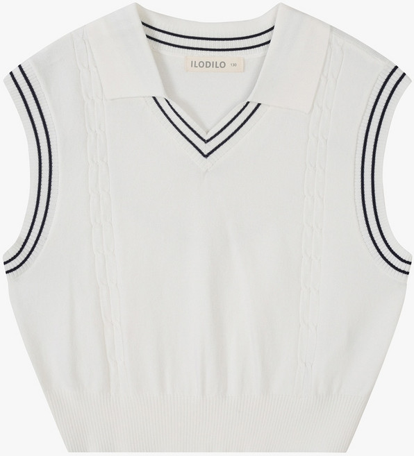 일로딜로 산본점 24년 여름 주니어 아동 공용 모던 V넥 배색조끼