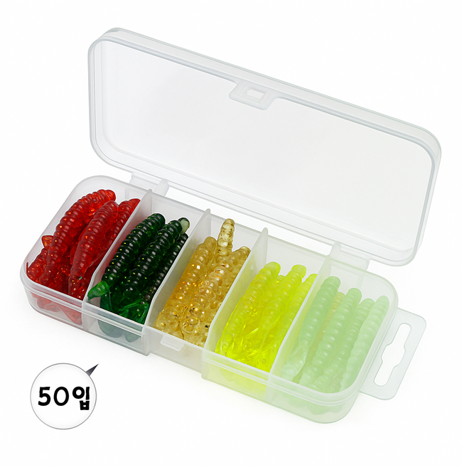 너츠 2인치 그럽웜 50개 우럭 볼락웜 광어웜 배스웜 전갱이웜 송어웜, 1세트, 1.5g, 테일버전