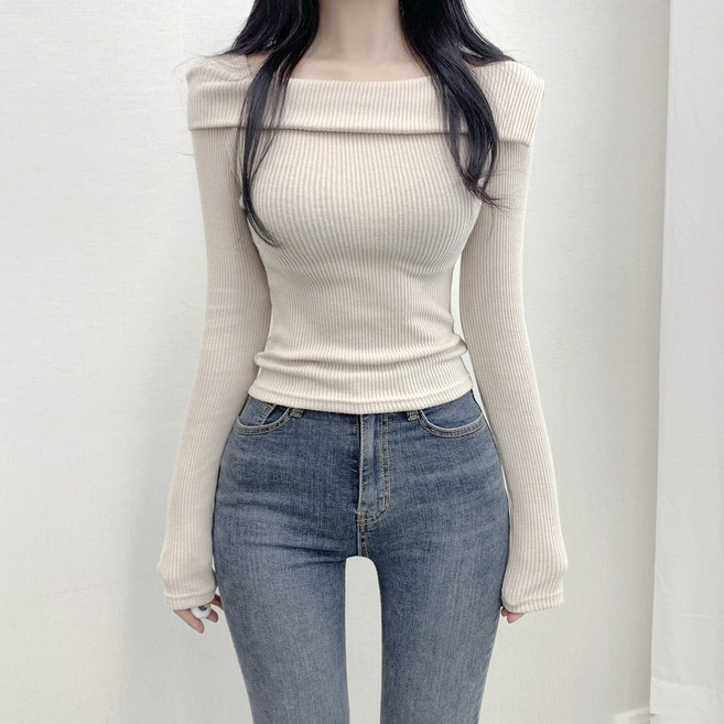 쇄골이이뻐지는 러블리한 오프숄더 골지 니트 4color