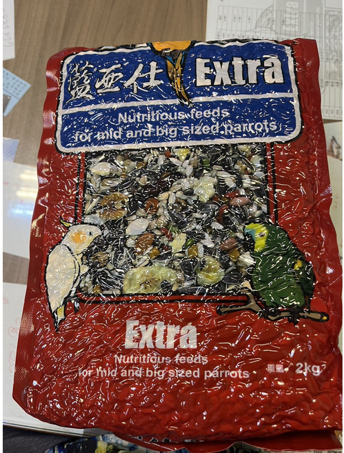 藍亞仕中大型鸚鵡日糧 (保存期限2025.12.06) 紅色包裝 鸚鵡飼料 有殼飼料, 2kg, 1個