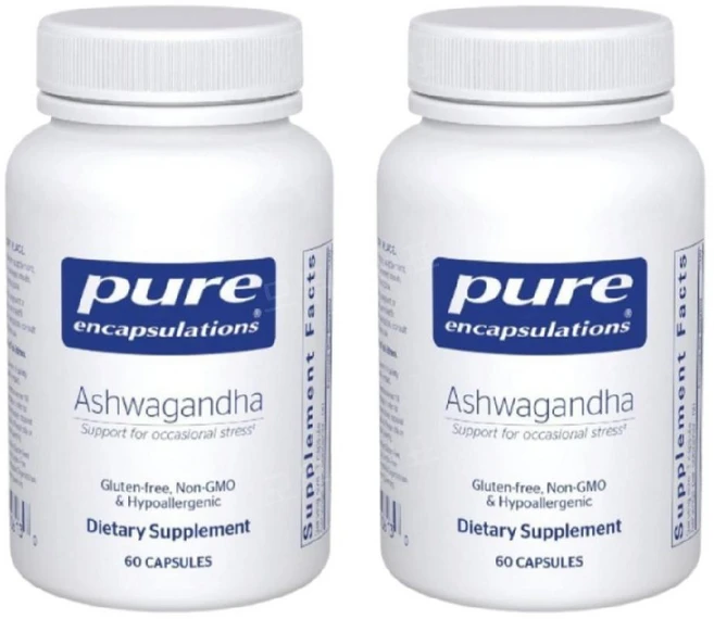 Pure Encapsulations Ashwagandha 퓨어 인캡슐레이션 아슈와간다 60캡슐 2팩, 2개, 60정 - 쿠팡