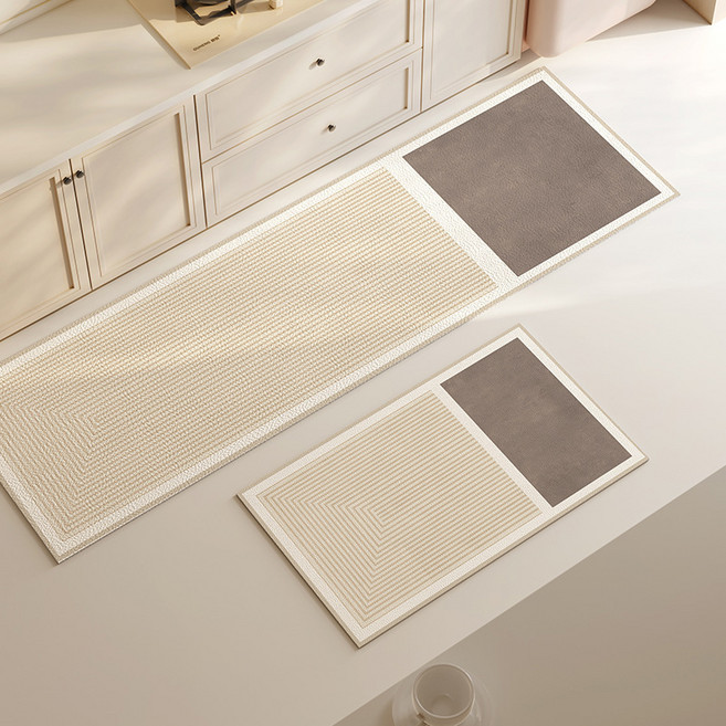 콜콜러브 가정용 패브릭발매트 흡수성 미끄럼 방지 온더맷 규조토 빨아쓰는 카페트 인테리어 러그 매트 욕실 주방 발매트, 베이지