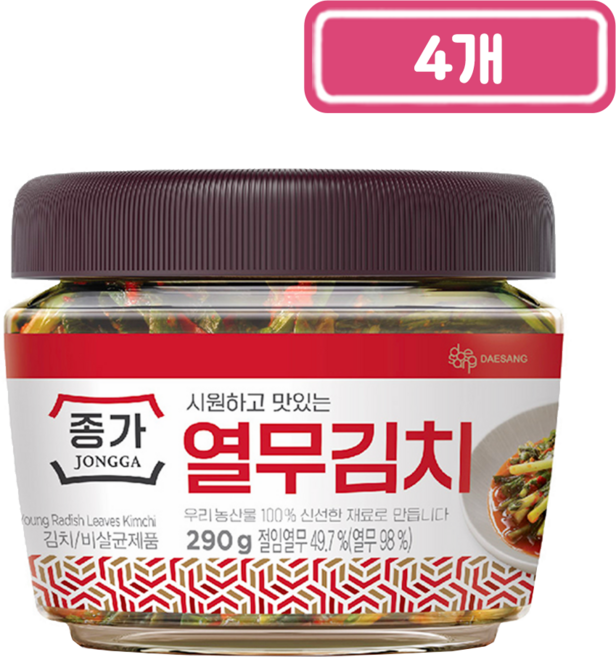 종가집)한입열무김치, 4개, 290g