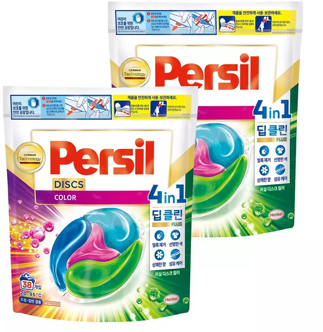 퍼실 디스크 4in1 딥클린 캡슐세제 컬러 38개입 2개, 32개입