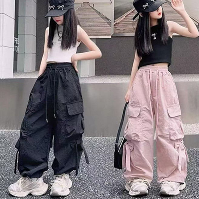 여아용 루스 리본 카고 바지