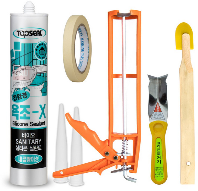 다우몰 탑씰 친환경 바이오 실리콘 + 플라스틱 건 + 마스킹 테이프 + 실리콘 제거기 + 헤라 1세트, 1개
