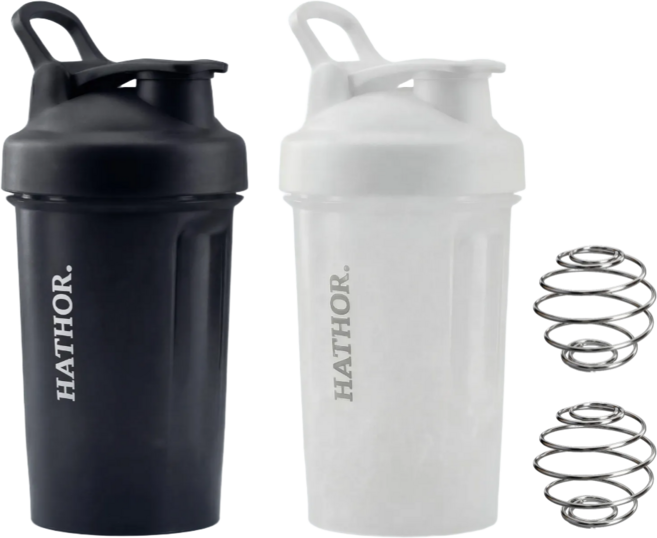 하토르 프리미엄 곡면구조 쉐이커 보틀, 2개, 550ml, 블랙(화이트)+화이트