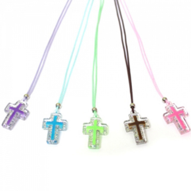 십자가 목걸이 야광 (소) (5컬러 옵션선택), 3.연두색, 1개