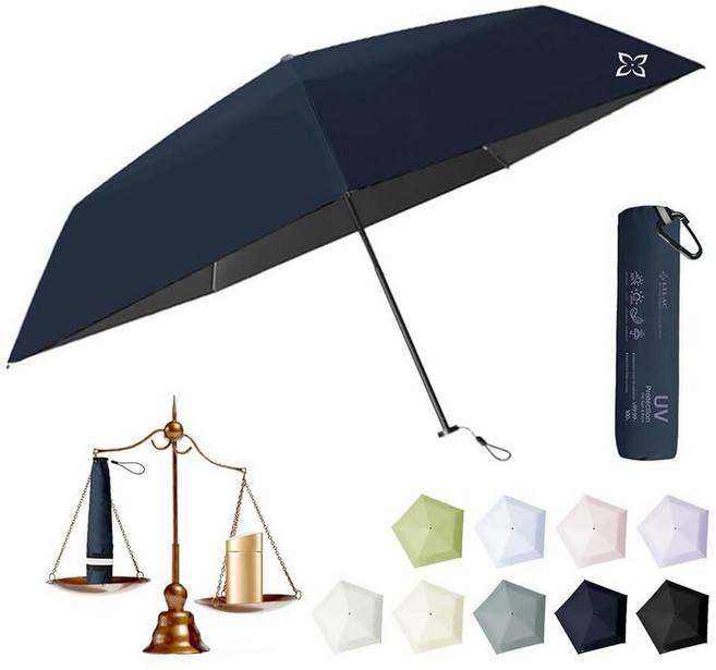 LILAC 미니 컴팩트 여행용 우산 104.9g(3.7온스) 초경량 탄소 섬유 UPF 50+ 자외선 차단 우산 비 및 태양용 백팩 자동차용 휴대용 소형 우산 여성 남성