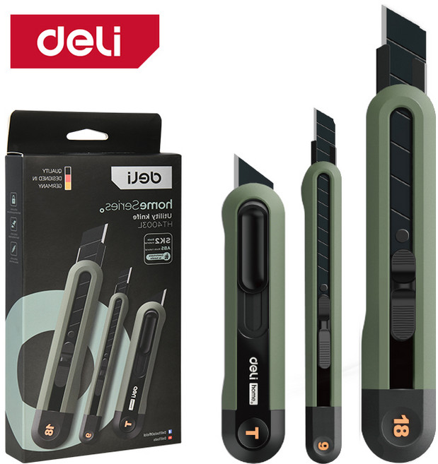 델리툴즈 홈시리즈 커터칼 3종 세트 T형 9mm 18mm, 커터칼 3종 세트_그린 (HT4003L), 1개
