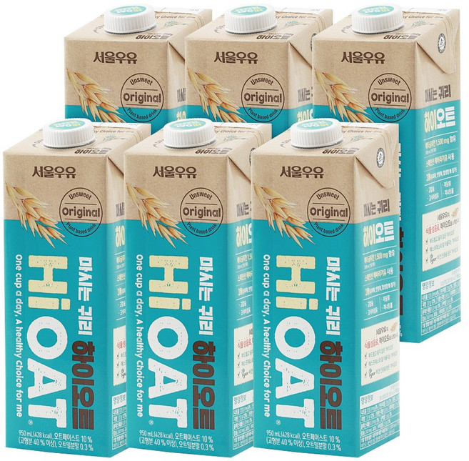 서울우유 마시는 귀리 하이오트 비건/오트밀크/식물성우유, 950ml, 1세트