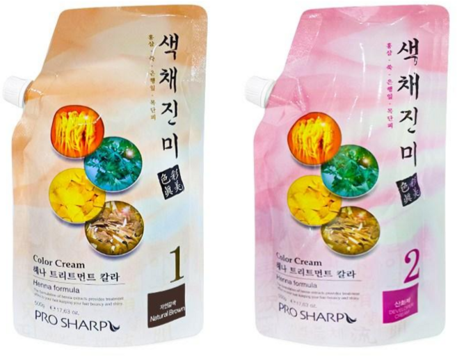 색채진미 한방헤나 칼라크림 1제+2제 각500ml, 자연갈색(1제+2제), 1개