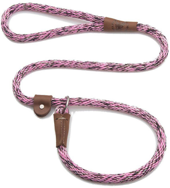 멘도타 애완동물 슬립 목줄 리드 칼라 콤보 미국산 검은색 피트 소형 중형 품종용, Pink Camo, 3/8 in x 6 ft
