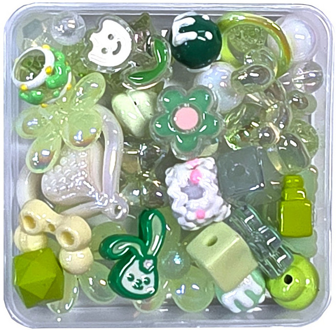 체리아트 프리미엄 스쿱 디자인 비즈공예 DIY 재료 파츠 세트, 1개, 그린