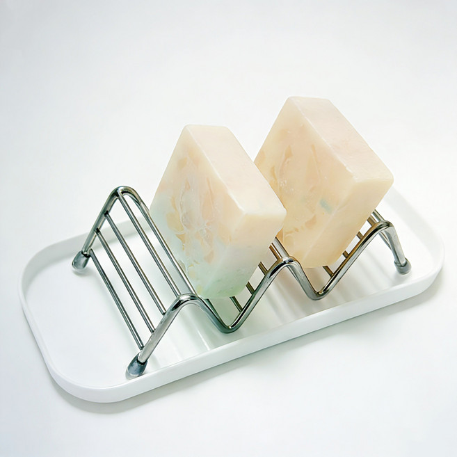 PYROVINE 웨이브형 비누 거치대 물빠짐 비누받침 스텐 다용도 정리 거치대, 1개, 화이트