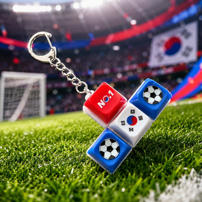 구쯔야 월드컵 응원 키캡키링 축구 태극기 딸깍이, 1개, 혼합색상_4구