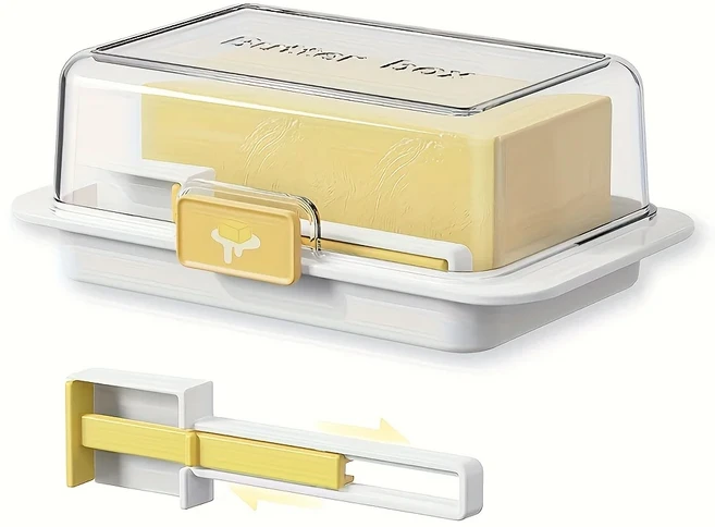 밀폐형 버터 디시 보관함 뚜껑 포함 플라스틱 치즈 트레이 주방 도구, 02 WHITE