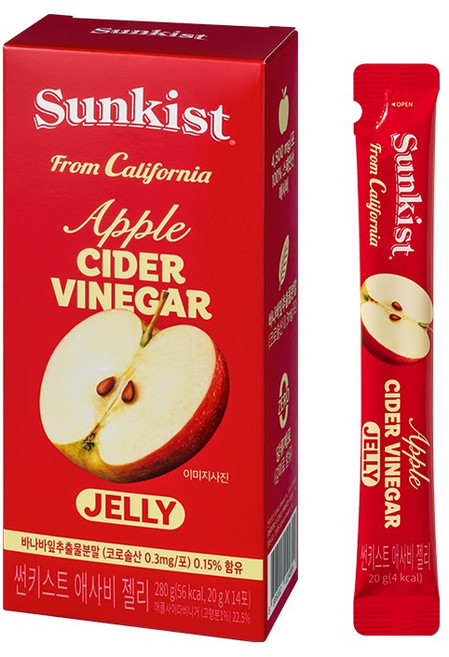 썬키스트 애사비 젤리 애플사이다비니거 탱글 포켓 스틱젤리, 1개, 280g