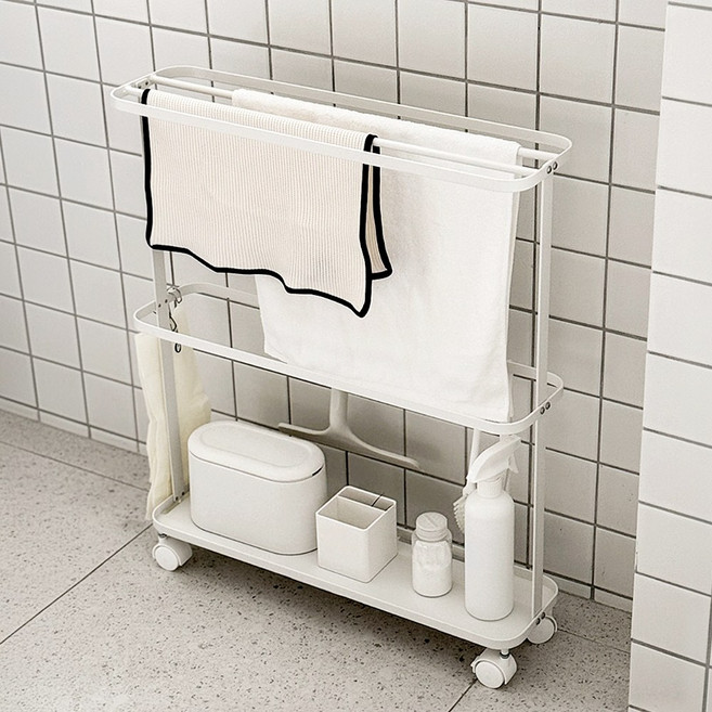 누누레빗 선반 틈새 수납장 이동식 트롤리, 화이트, 1개