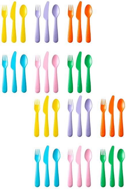 이케아 컬러 칼라스 유아식기 숟가락 포크 나이프 세트, 2세트, 18개, 6색