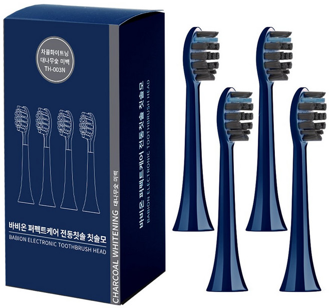 바비온 퍼펙트케어 음파전동 칫솔모 차콜화이트닝 4개입