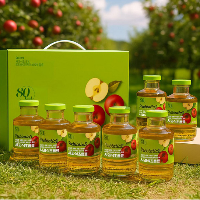 [사과발효음료] 프리바이오틱스 비건음료 사과100%.식초음료 80kcal 발효음료 건강한음료 무설탕 사과애사비, 12개, 260ml