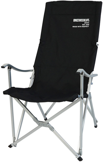 원스위크라이프 롱 릴렉스 캠핑의자 특대 실버프레임, 블랙, 1개