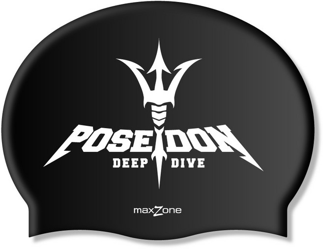 [맥스존] 포세이돈BK 와이드 수모 실리콘 빅사이즈 특대형 성인 남성 왕대두 수영모자, 블랙, 1개