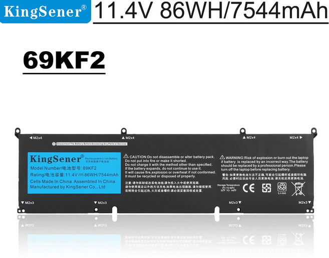Kingsener 69KF2 노트북 배터리 교체 Dell XPS 15 9500 P91F P91F001 M15 R3 R4 P87F P87F002 M17 R3 R4 P45E, 1개