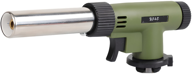 지앤디맑은하루 휴대용 액화방지 자동 캠핑용 원터치 토치, 카키, 1개