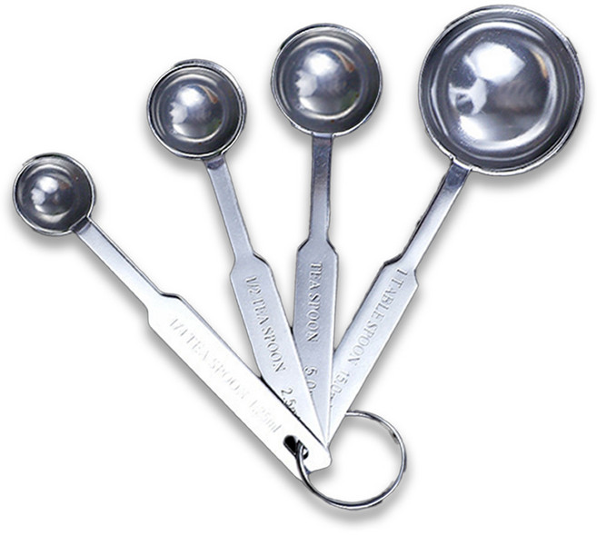 Loud 스텐 계량 스푼 4종 세트 조리도구 베이킹 요리 이유식, 1세트