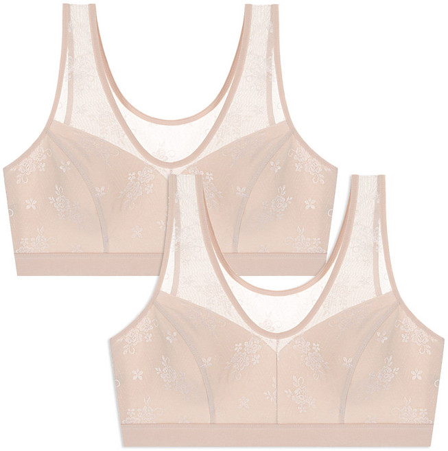 엘라운지 국내생산 홑겹 레이스 스포츠브라탑 2매세트