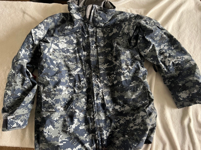 TENNESSEE APPAREL 미 해군 워킹 파카 고어텍스 디지털 블루 레인 재킷 밀리터리 스몰 롱