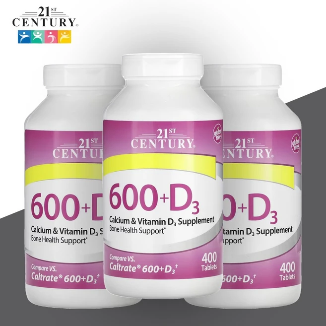 21st 센츄리 600 D3 칼슘 비타민D3 써포트 400정, 3개 - 쿠팡
