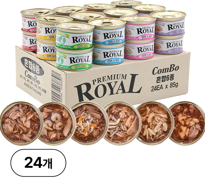프리미엄 로얄 고양이 캔, 혼합맛, 85g, 24개