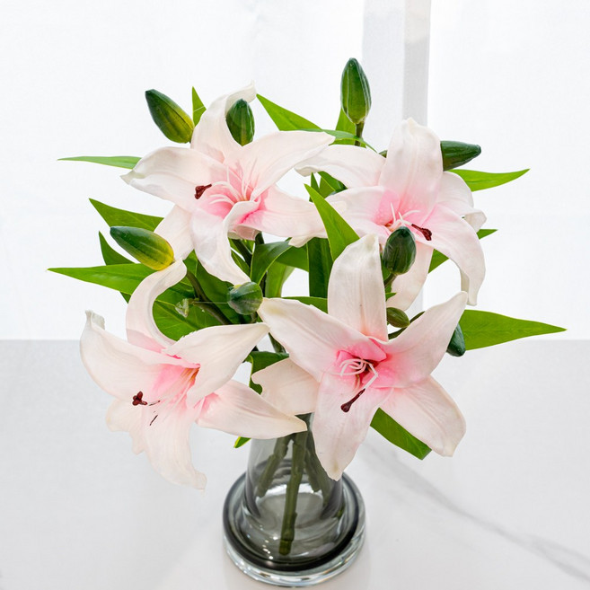 할메이드 생화같은 조화 꽃 hf37 백합 3p, hf37 백합 3p 연핑크, 1개